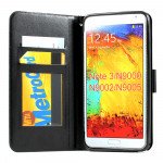 Wholesale Samsung Galaxy Note 3 Slim Flip Leather Wallet Case (Black Black)